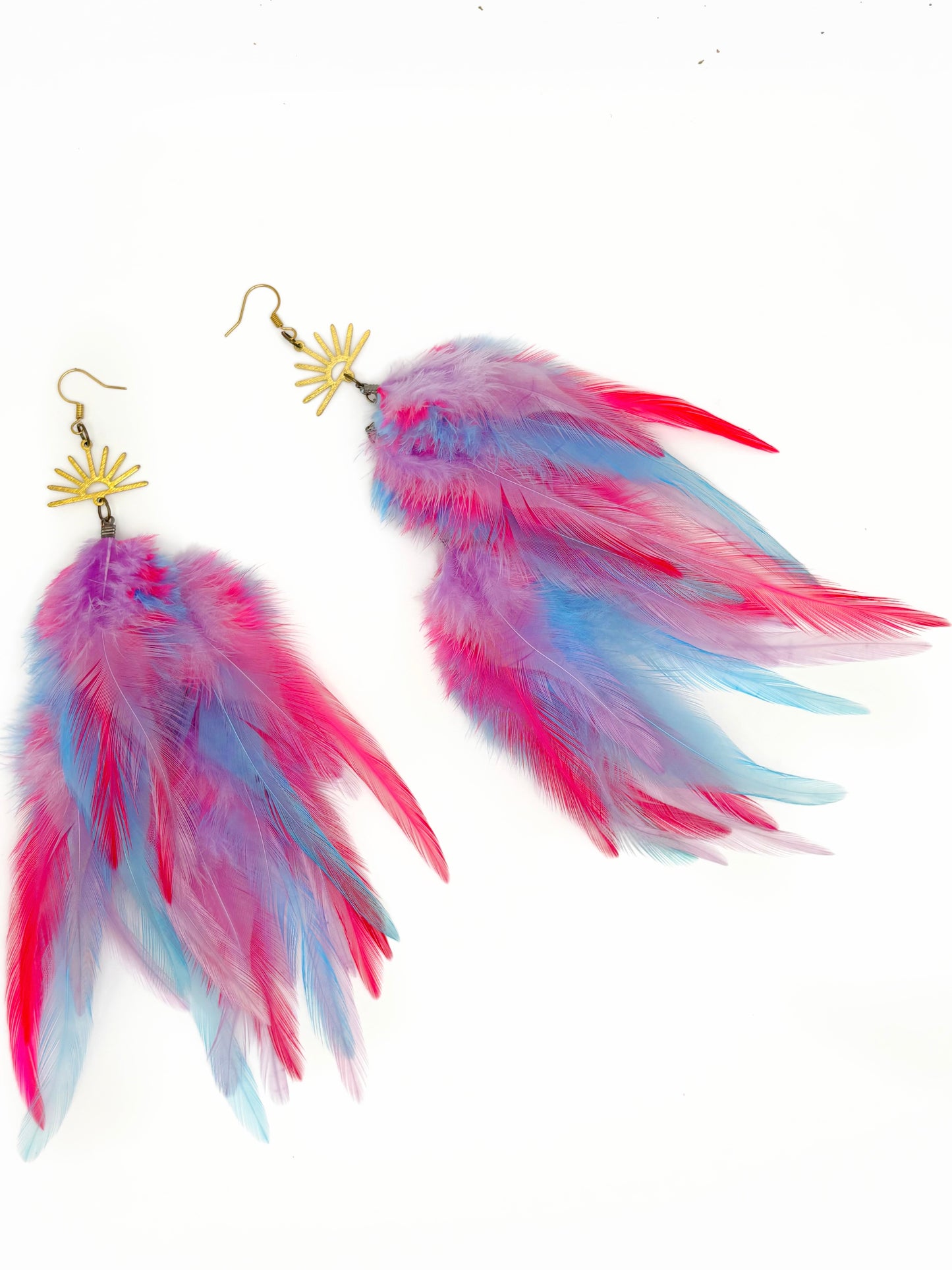 Bright lavender, neon pink and light blue.
