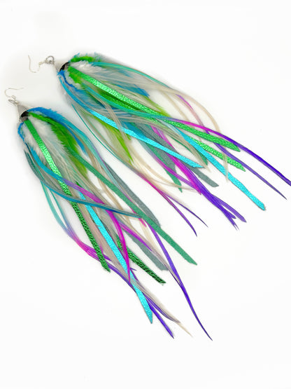 Fishing lure with multicolored skirt on a white background